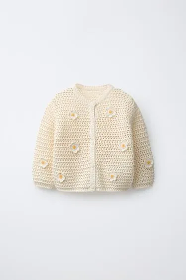 Кардиган из кружева кроше с ромашками- Заказать в России