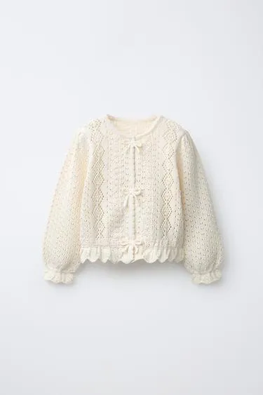 Кардиган вязаный с кружевом