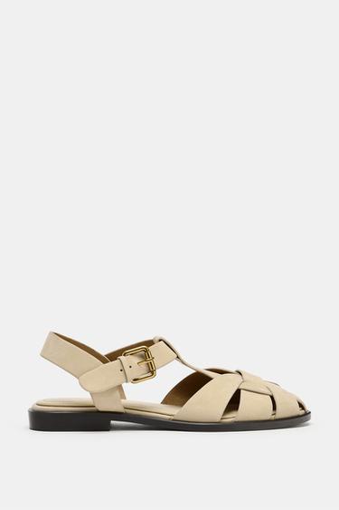 Zara Сандалии из кожи в стиле клетки