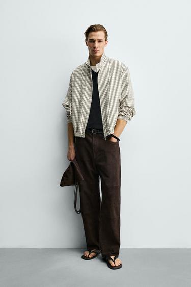 Укороченная куртка в клетку с текстурой- Заказать в России