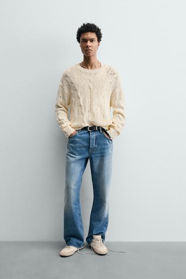 Zara Ажурный свитер с узором «косы»