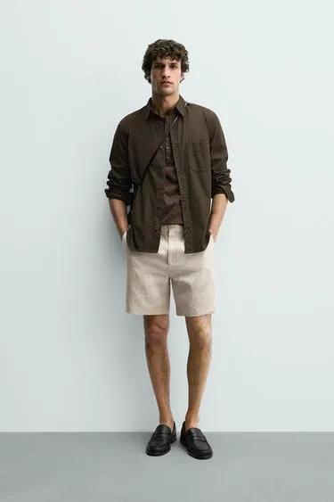 Бермуды из 100% льна классического кроя