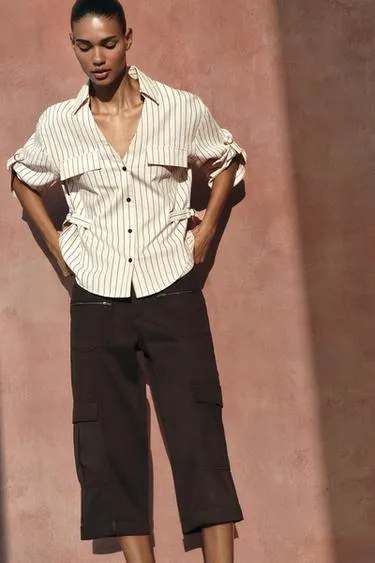 Рубашка-сафари в полоску- Заказать в России