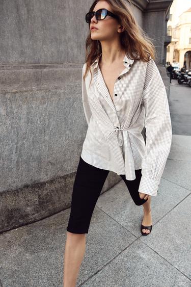 Zara Рубашка в клетку с бантом