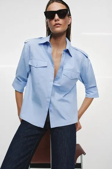Рубашка из поплина с карманами — коллекция ZARA «ZW»- Заказать в России