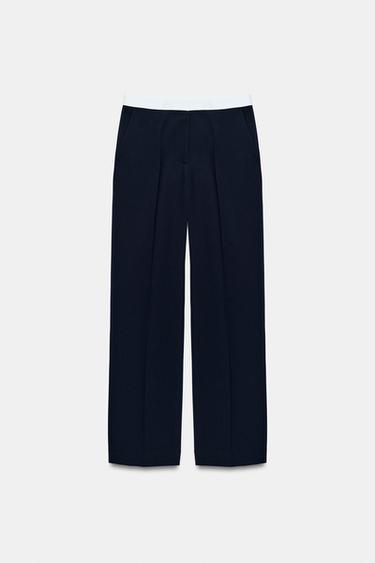 Брюки прямого кроя с контрастным поясом- Заказать в России