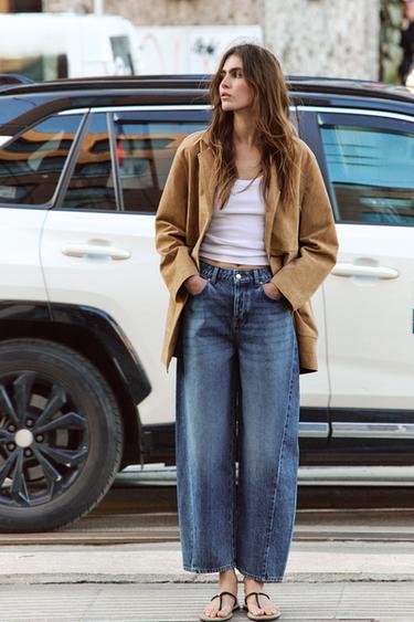 Zara Джинсы Z1975  с высокой посадкой и отстрочкой