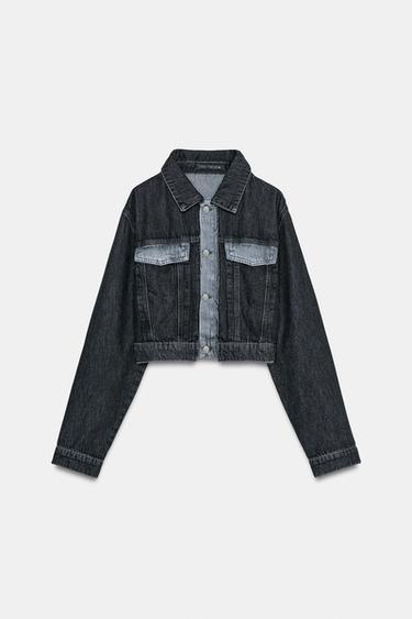 Zara Короткая джинсовая куртка Z1975 с контрастом