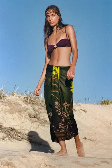 Парео с цветочным принтом и узлом- Заказать в России