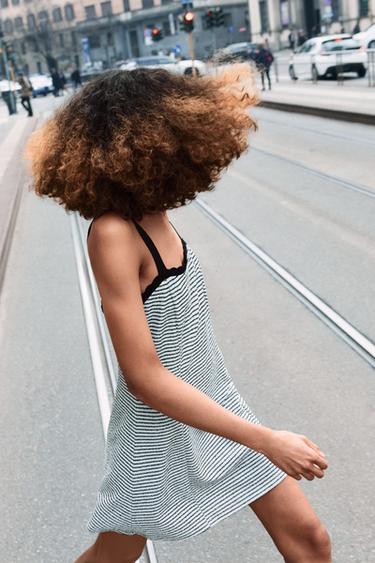 Zara Платье из букле в полоску