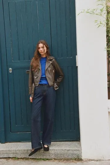 Куртка в байкерском стиле из искусственной кожи- Заказать в России