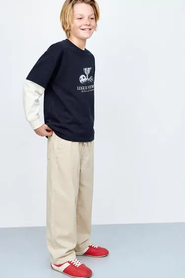 Прямые свободные брюки из саржи