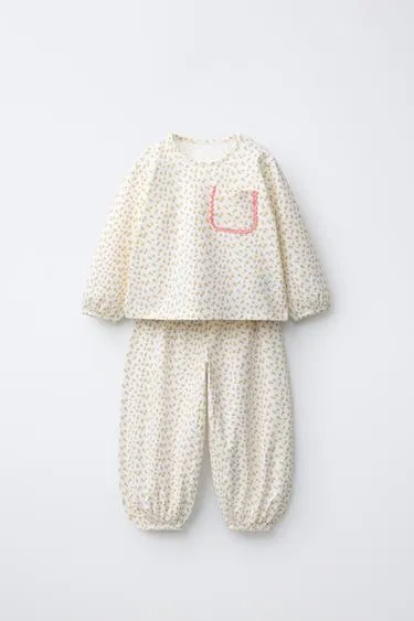 1,5–6 лет/ пижама «бомбашки» с цветочным принтом