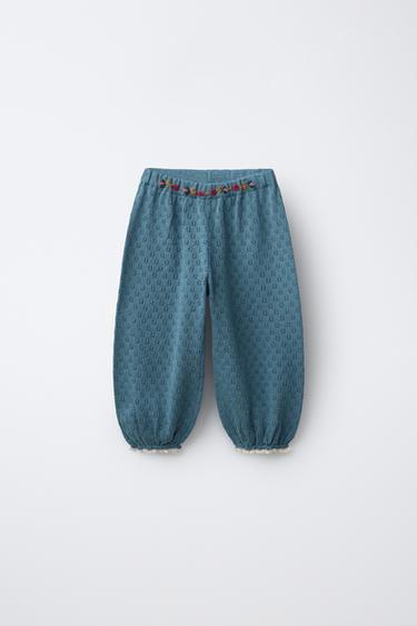 Zara Трикотажные брюки с вышитыми цветами