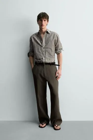 Рубашка в клетку из рами и шелка - лимитированная серия- Заказать в России