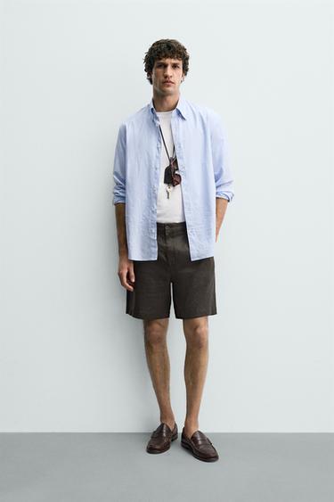 Zara Бермуды из 100% льна классического кроя купить с доставкой.