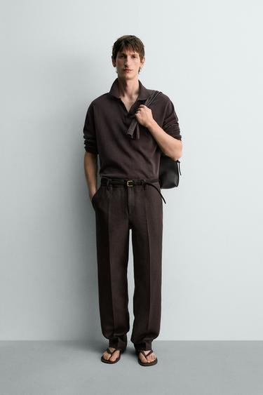 Zara Трикотажное поло из хлопка и льна - лимитированная серия