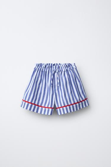 Шорты-бермуды в полоску с контрастными кантами- Заказать в России