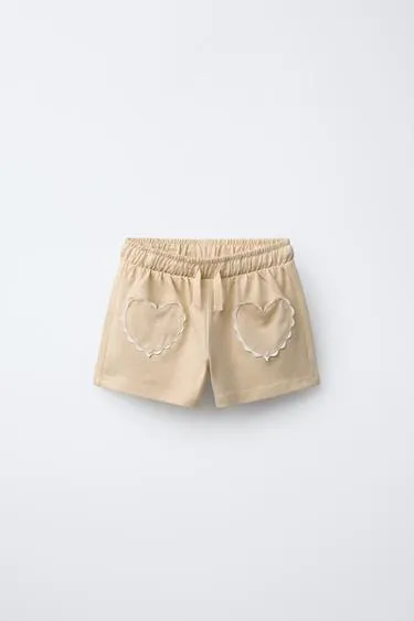 Шорты-бермуды «сердце» с волнистым краем