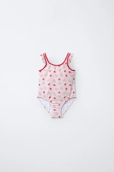 1-6 лет/купальник с клубникой и волнистым краем- Заказать в России