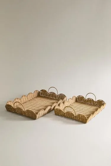 Прямоугольный плетеный лоток с волнистыми краями- Заказать в России