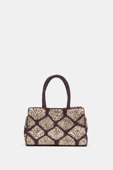 Сумка-шопер с блеском и бусинами- Заказать в России