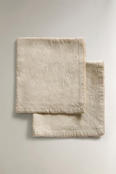 Zara Набор однотонных салфеток с вышитым узором (набор из 2)
