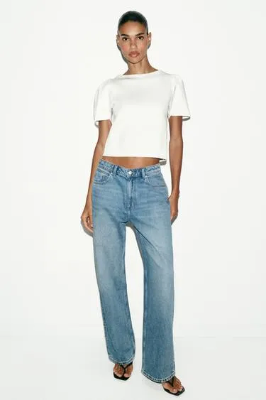 Трикотажный топ с объемными рукавами- Заказать в России