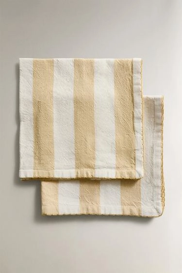 Pack of dyed thread striped napkins (pack of 2)