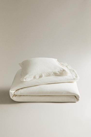 Zara Хлопковый покрывало с обшитыми каймой оборками