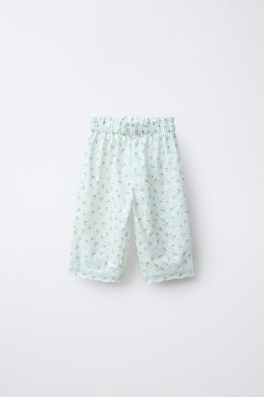 Брюки-кюлоты с вышивкой в швейцарском стиле и цветочным принтом- Заказать в России