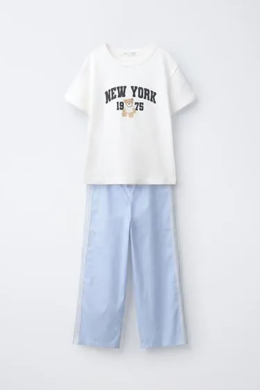 6-14 лет/пижама с мишкой и полосками