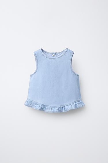 Zara Джинсовый топ с воланами