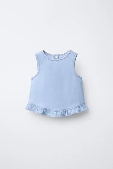 Джинсовый топ с воланами- Заказать в России