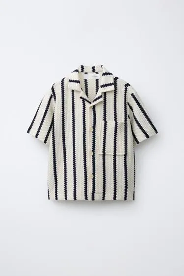 Рубашка кроше в полоску