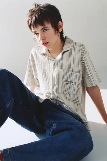 Трикотажная рубашка в полоску- Заказать в России