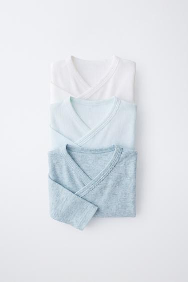 Набор из трех боди в рубчик с вырезом кимоно- Заказать в России