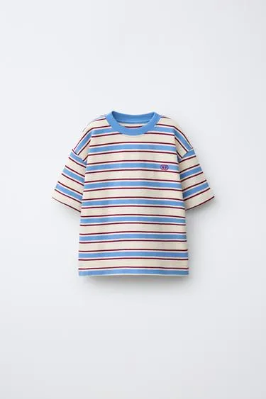 Футболка в полоску с вышитым логотипом- Заказать в России