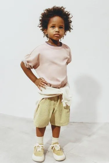 Бермуды в полоску из хлопка и льна- Заказать в России