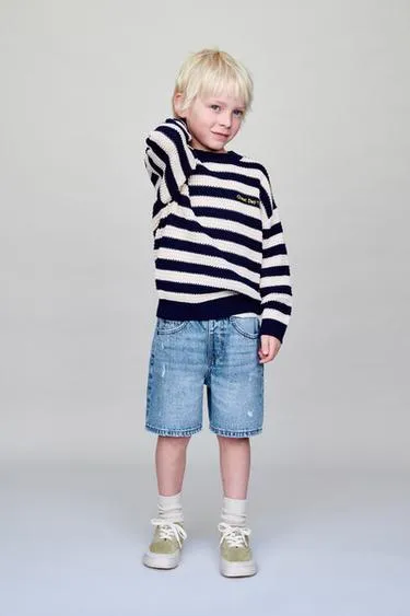 Джинсовые шорты Багги с разрезами