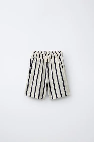 Шорты из рельефного трикотажа в полоску