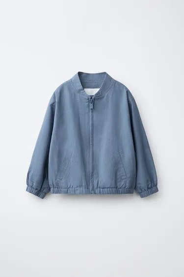 Бомбер из хлопка и льна