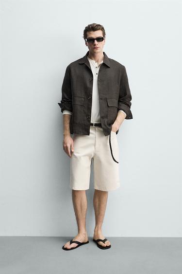 Zara Куртка-рубашка из 100% льна