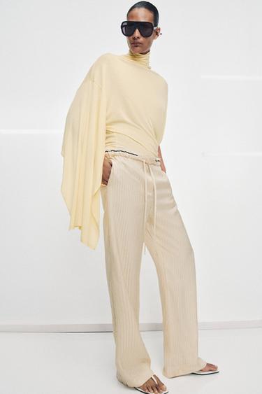 Zara Жаккардовые брюки в пижамном стиле — коллекция ZARA «ZW» купить с доставкой.