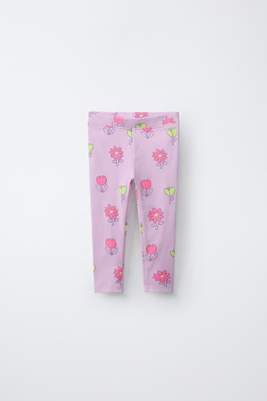 Zara Легинсы в рубчик с принтом