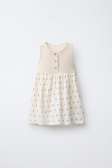 Zara Комбинированное платье с цветочным принтом