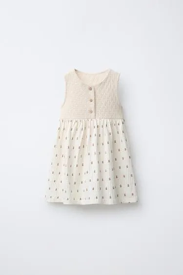 Комбинированное платье с цветочным принтом