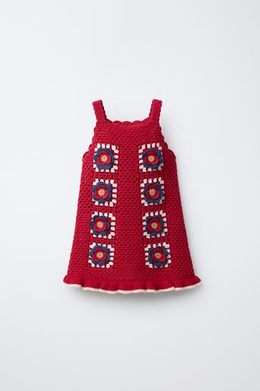 Zara Вязаное платье с цветочными деталями кроше купить с доставкой.