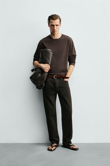 Zara Футболка мерсеризованная с длинными рукавами