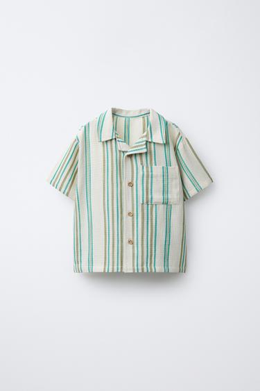 Zara Рубашка в полоску с текстурой